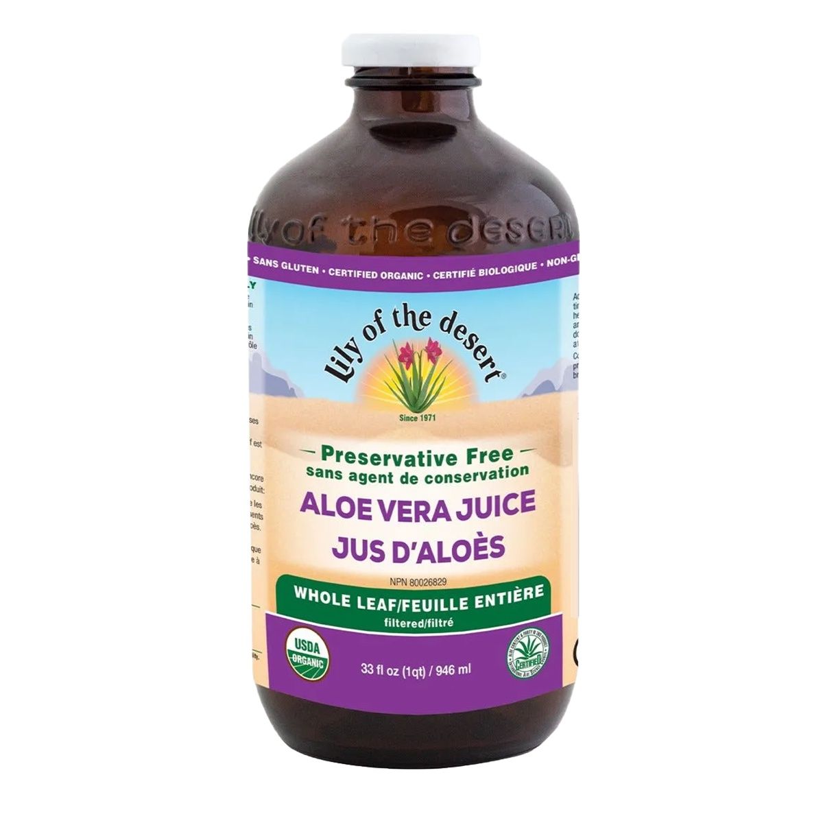 Lily of the Desert Aloe Vera Juice Whole Leaf Preservative Free 946mL