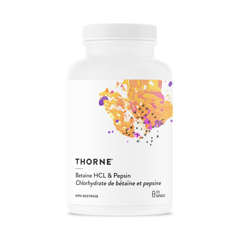 Thorne Betaine HCL &amp; Pepsin 225 Capsules