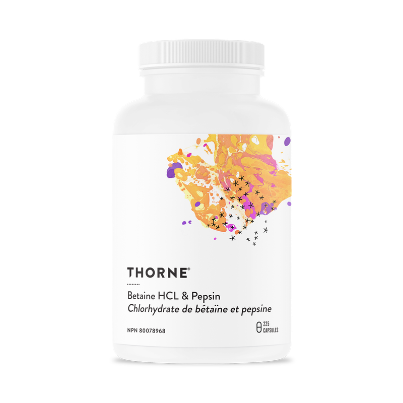 Thorne Betaine HCL &amp; Pepsin 225 Capsules