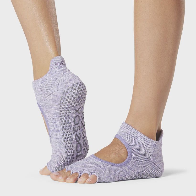 ToeSox Half Toe Bellarina Grip Socks (Heather Purple, Small)