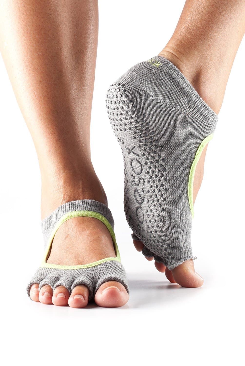 ToeSox Half Toe Bellarina Grip Socks (Heather Grey, Large)