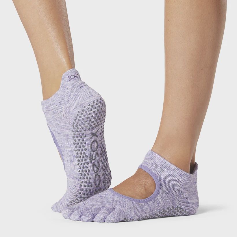 ToeSox Full Toe Bellarina Grip Socks (Heather Purple, Medium)