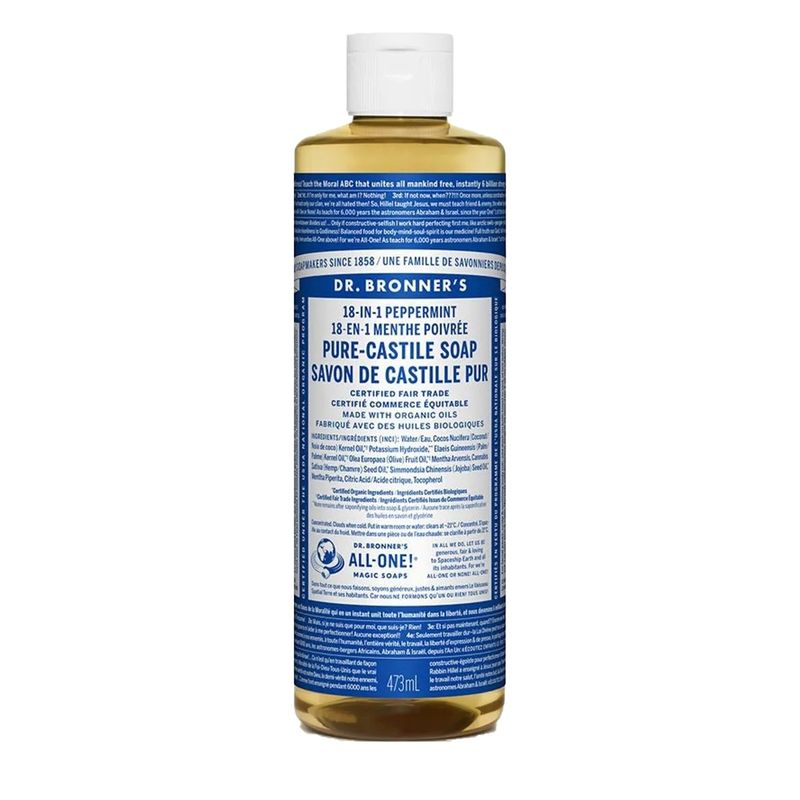 Dr. Bronner&#39;s 18-In-1 Pure-Castile Liquid Soap Peppermint 473mL
