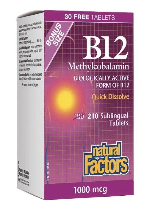 Natural Factors B12 Methylcobalamin 1000 mcg 210 Tablets