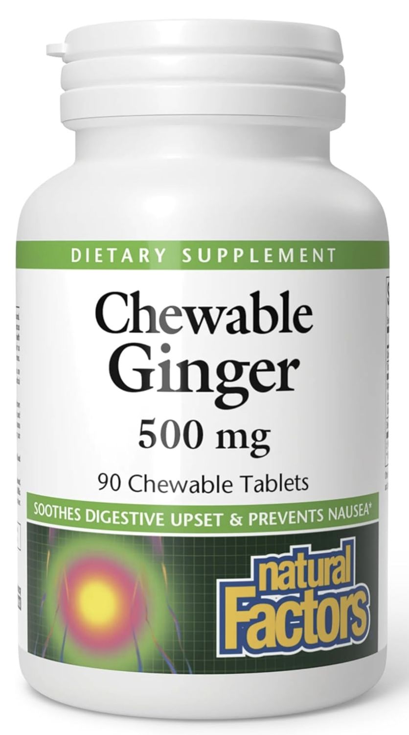 Natural Factors Chewable Ginger 500mg 90 Chewable Tablets