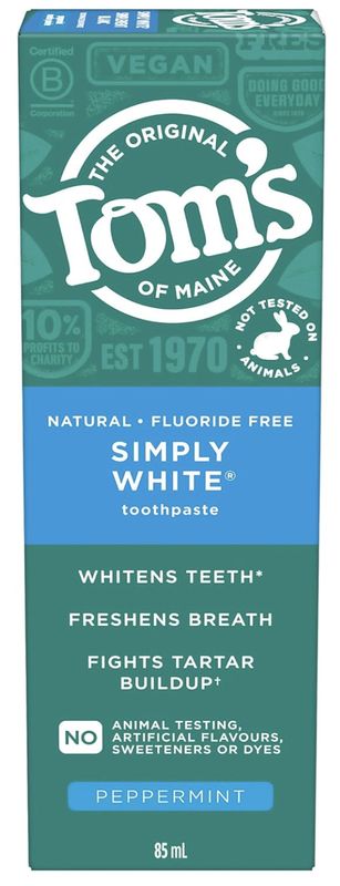 Tom&#39;s of Maine Simply White Fluoride-Free Natural Toothpaste Peppermint