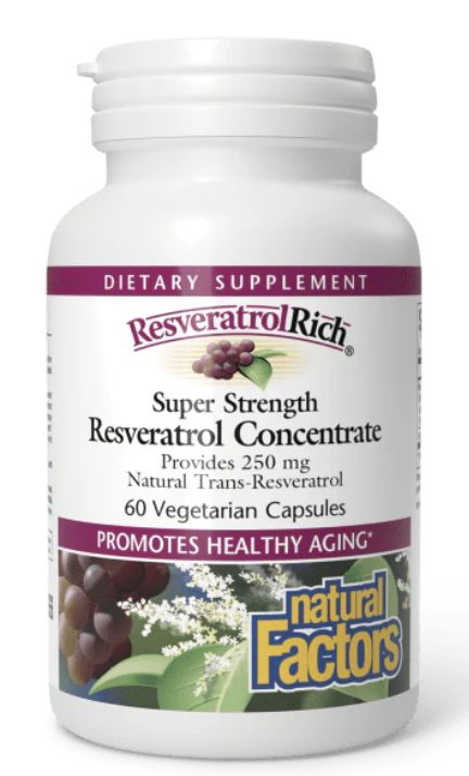 Natural Factors Super Strength Resveratrol Concentrate 500 mg 60 Vegetarian Capsules