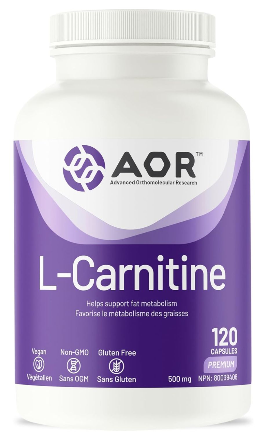 AOR L-Carnitine 500mg 120 Vegetarian Capsules