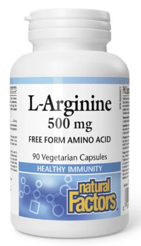 Natural Factors L-Arginine Amino Acid 500 mg 90 Vegetarian Capsules
