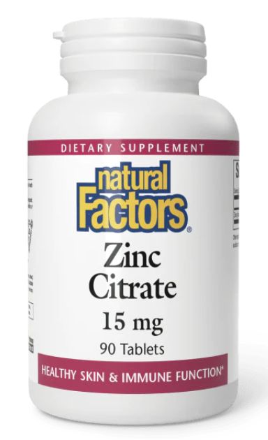 Natural Factors Zinc Citrate 15mg 90 Tablets