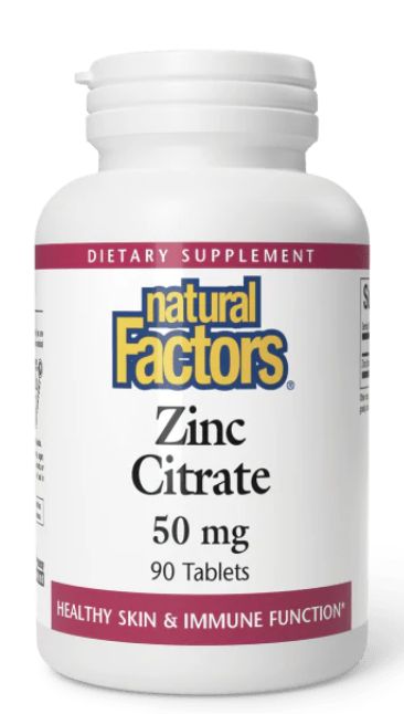 Natural Factors Zinc Citrate 50mg 90 Tablets