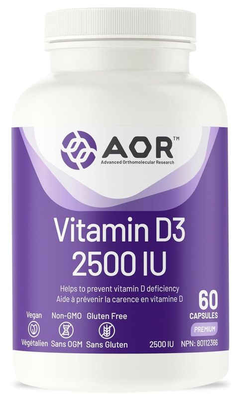 AOR Vitamin D3 2500 IU 60 Capsules