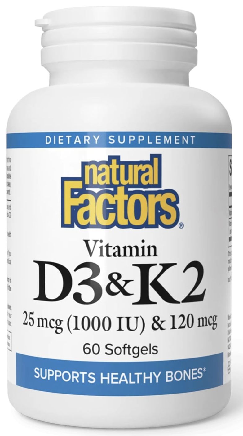 Natural Factors Vitamin K+D 120 mcg/1000 IU 60 Softgels