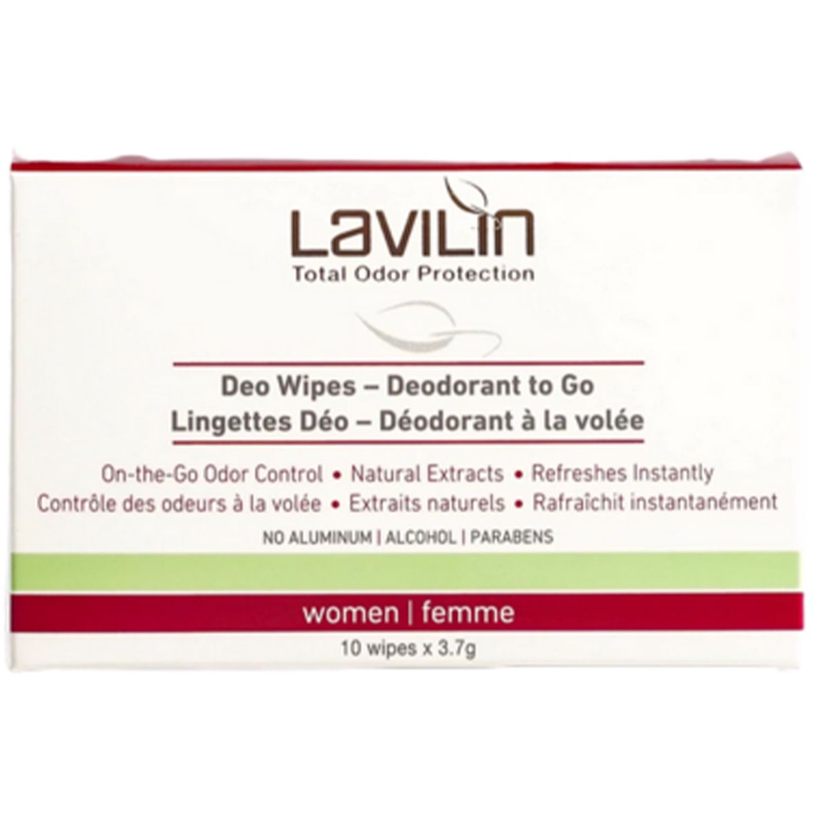 Lavilin Deoderant wipes for women 10 wipes