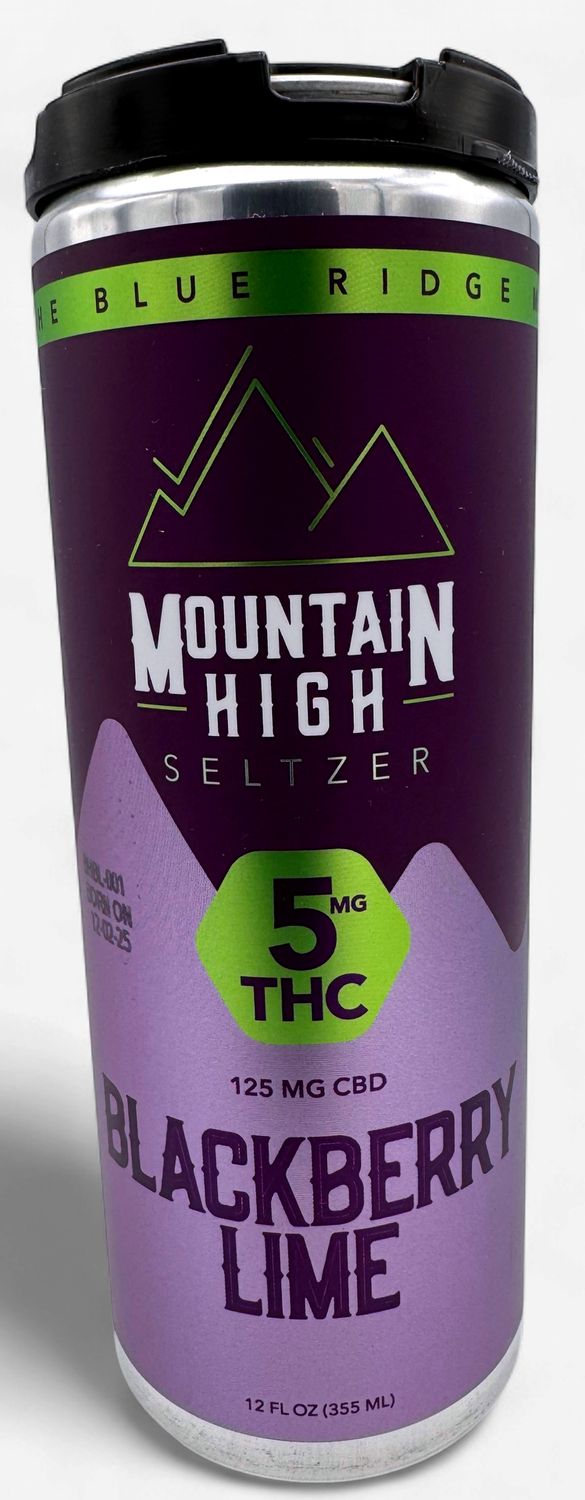 Mountain High Seltzer (5mg THC - 125mg CBD), Flavor: Blackberry Lime, Size: Single