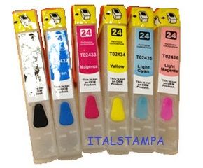 Cartuccia ricaricabile vuota per Epson T2432 ciano con chip autoreset