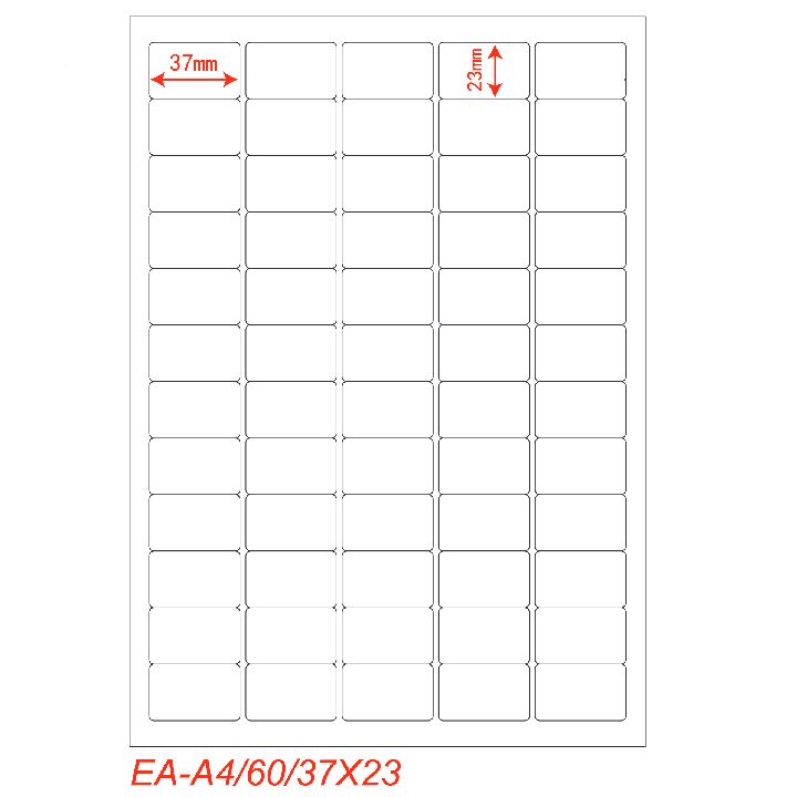 Etichette adesivo formato A4 165g 37*23mm n.60 etichette/foglio (conf.100foglio)
