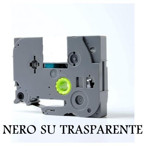 9mmX8m Nastro laminato compatibile per Brother TZe-121 nero su trasparente