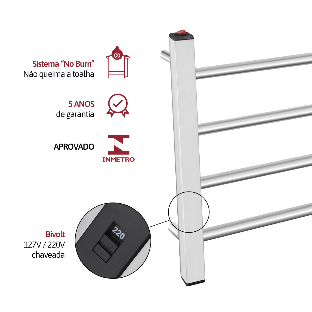 Toalheiro Térmico Classic Uno Cromado