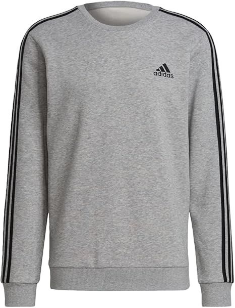Men&#39;s Essentials Fleece 3-Stripes Sweatshirt, Size: Small, color: Gray