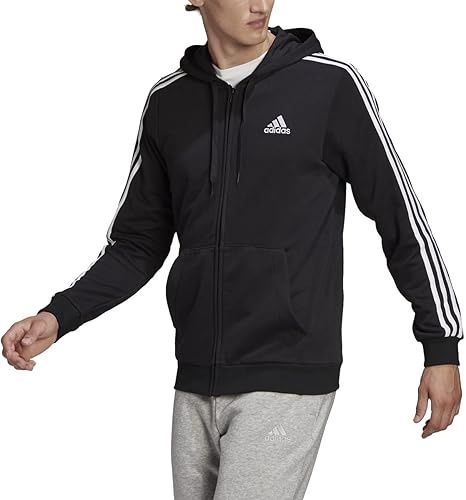 Men&#39;s essentials french terry 3-stripes full-zip hoddie