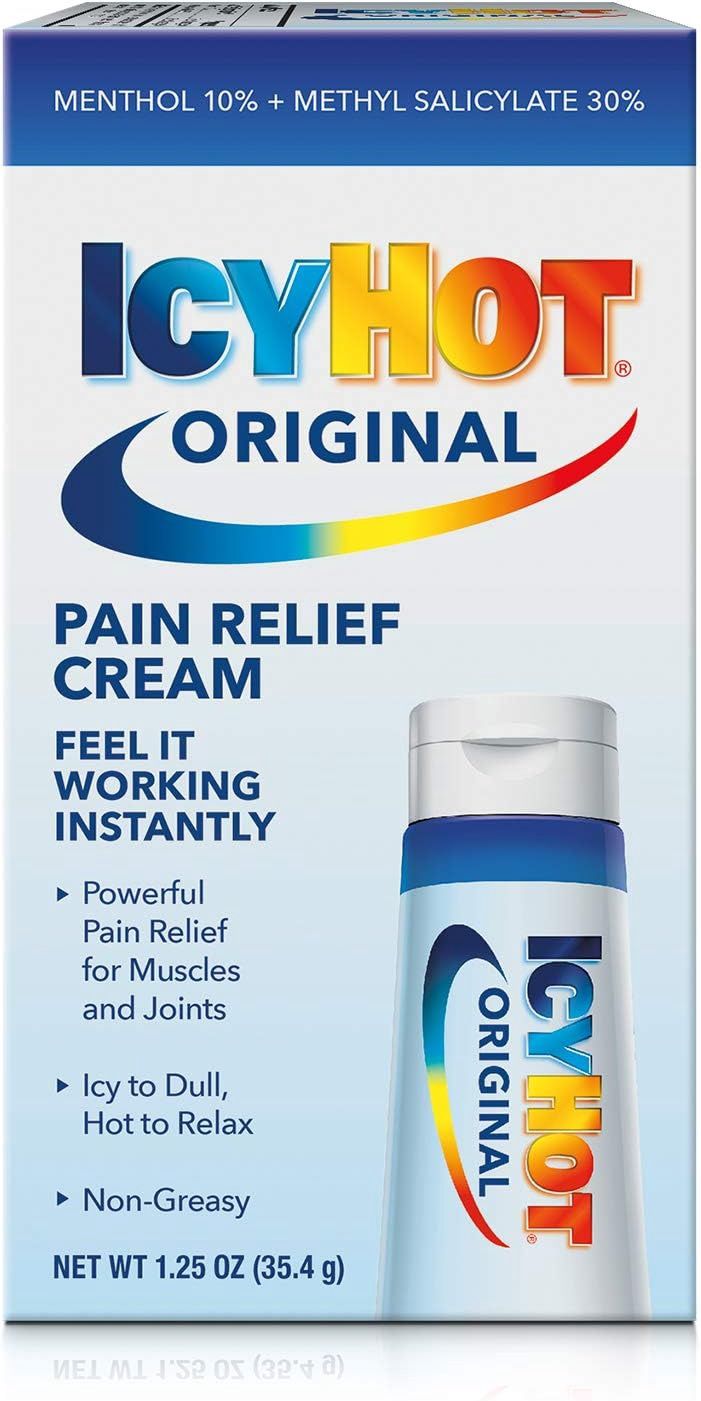 Icy Hot Original Pain Relieving Cream 1.25 oz. Powerful Pain Relief for Muscles &amp; Joints White