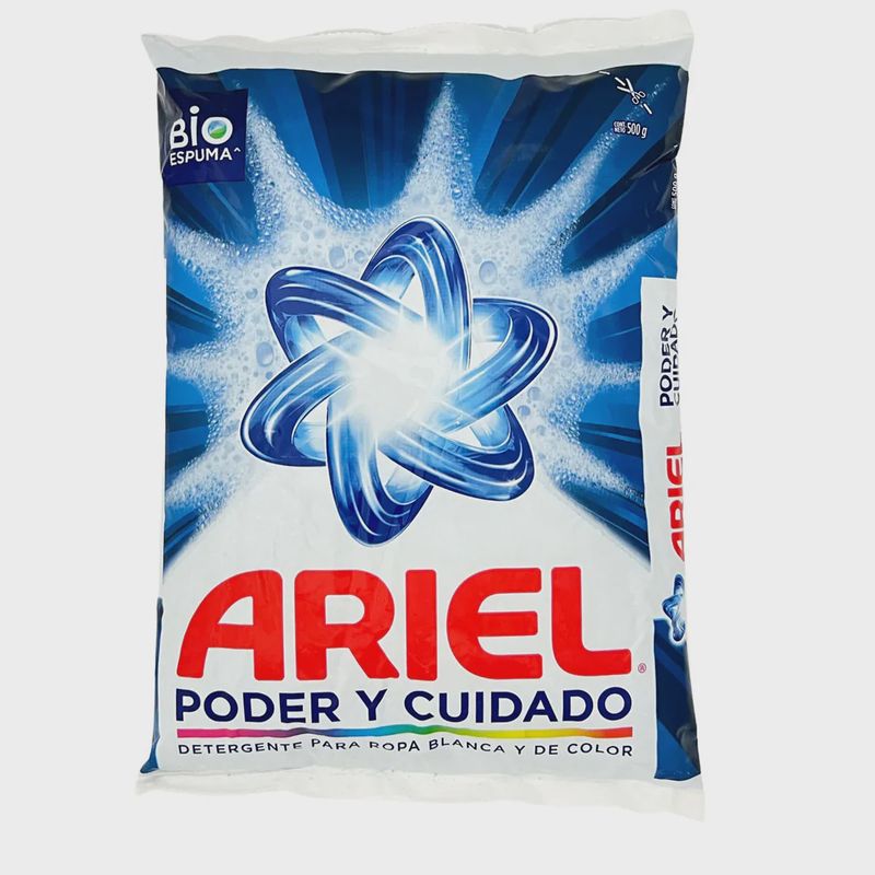 Detergente Ariel Poder y Cuidado 500 Gr.