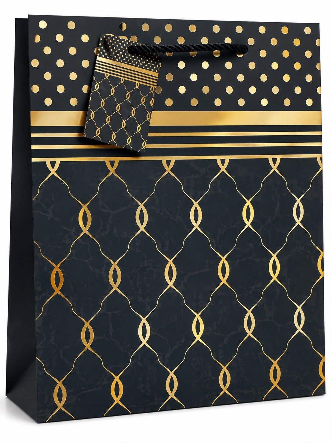 Gift Bag Medium Interlocking Design, Colour: Black