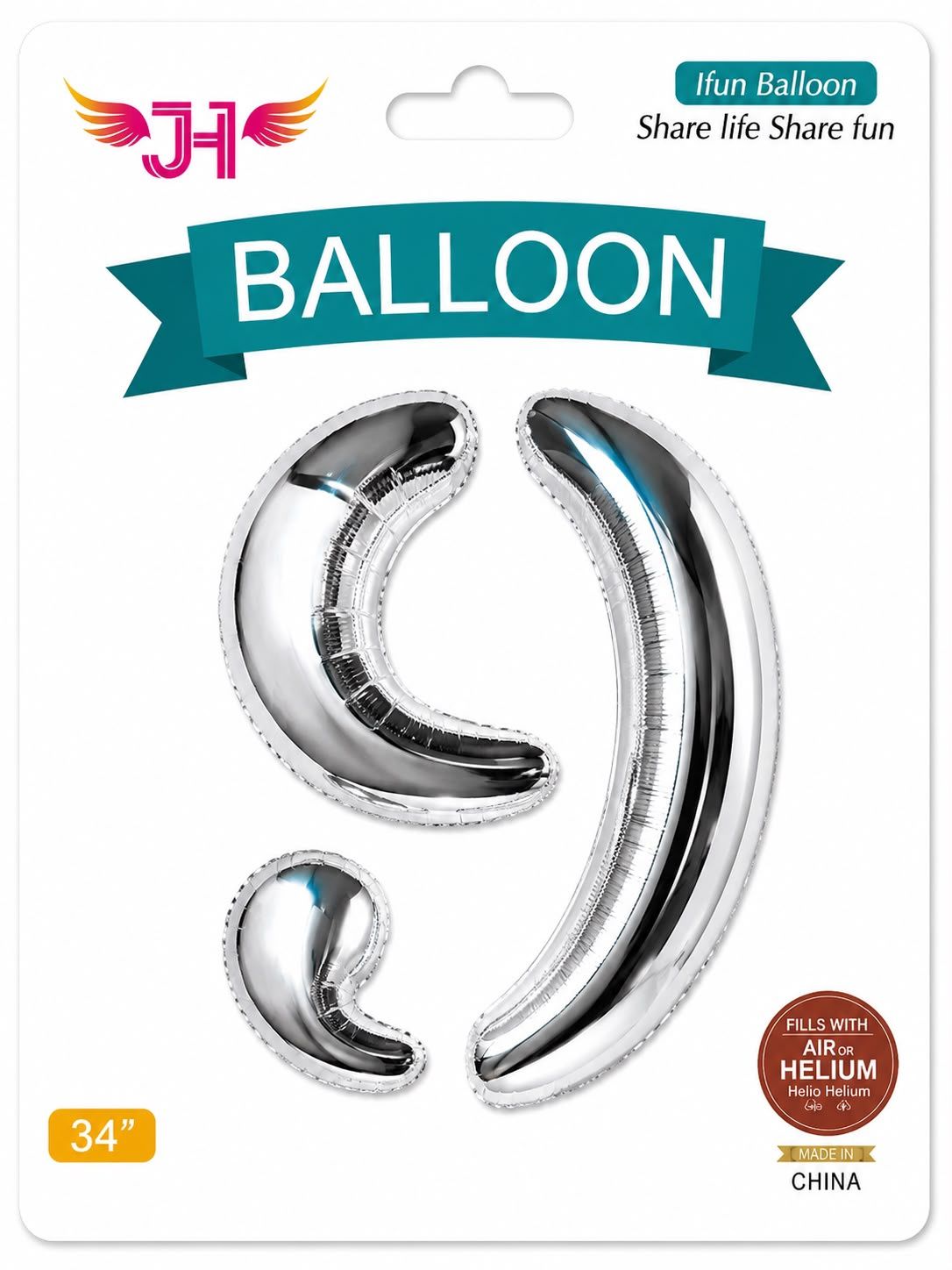 JH Balloon Silver  34 ", # 9