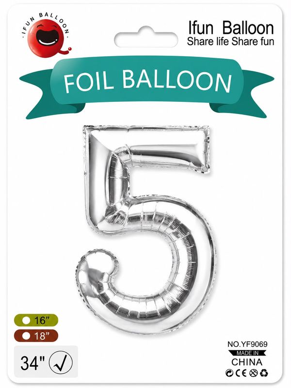 Foil Balloon Silver 34 ", # 5