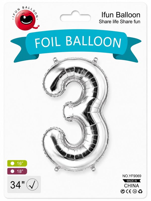 Foil Balloon Silver  34 " , # 3