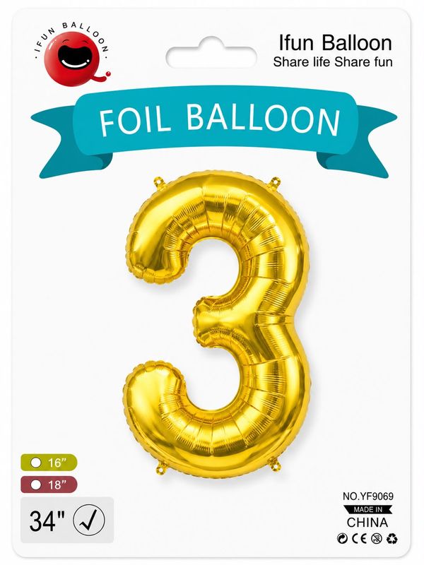 Foil Balloon Gold 34 " , # 3