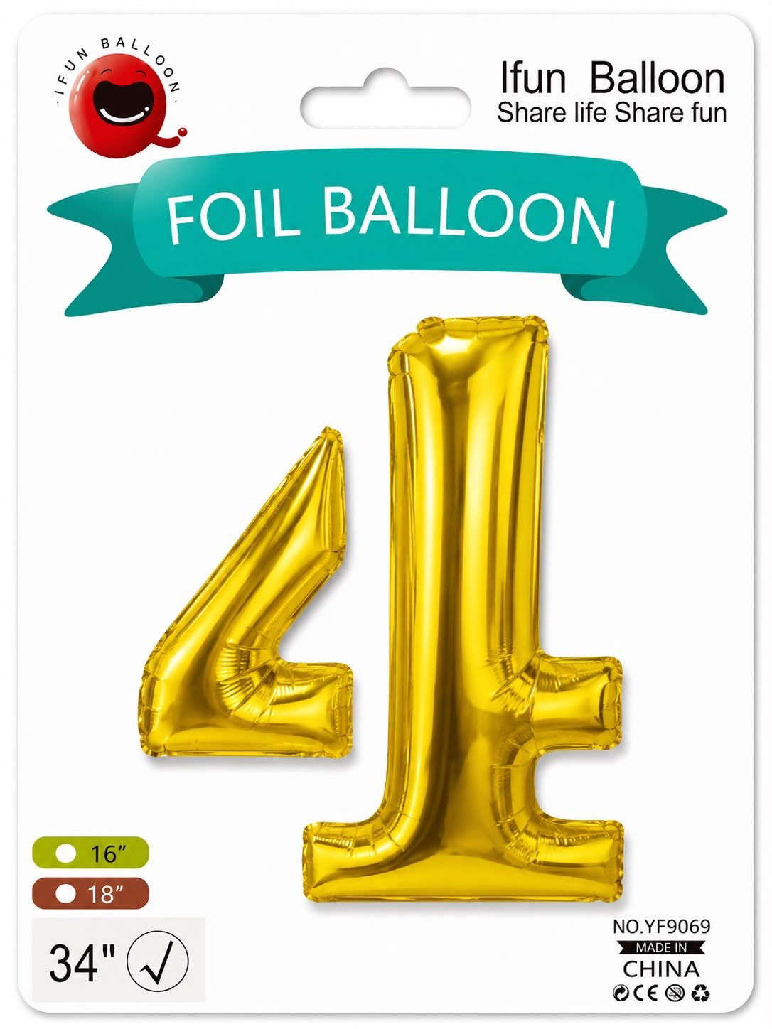 Foil Balloon Gold 34 " , # 4