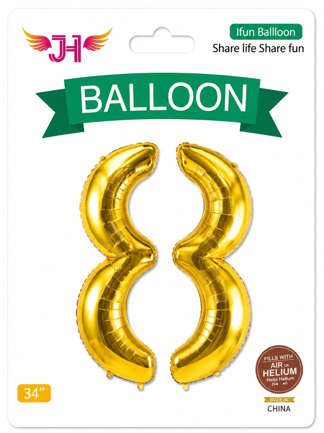 JH Balloon  Gold 34 ", #8