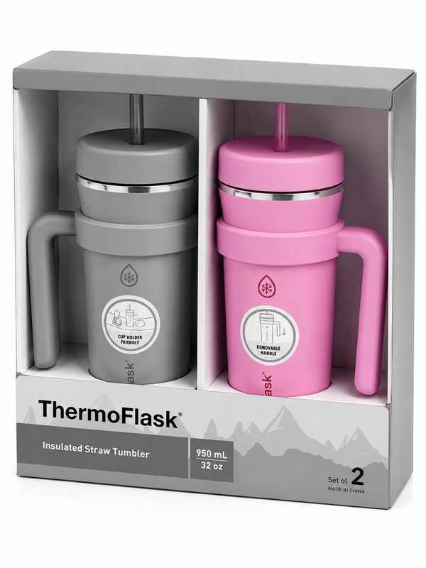 ThermoFlask Insulated Straw  Tumbler 950ml