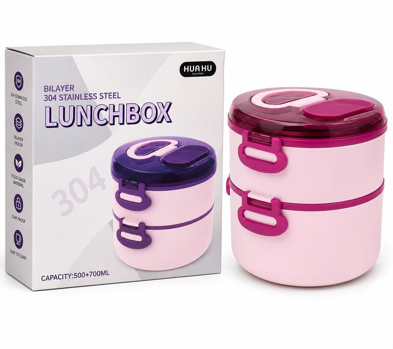 Bilayer 304 stainless Steel LunchBox  Hua Hu