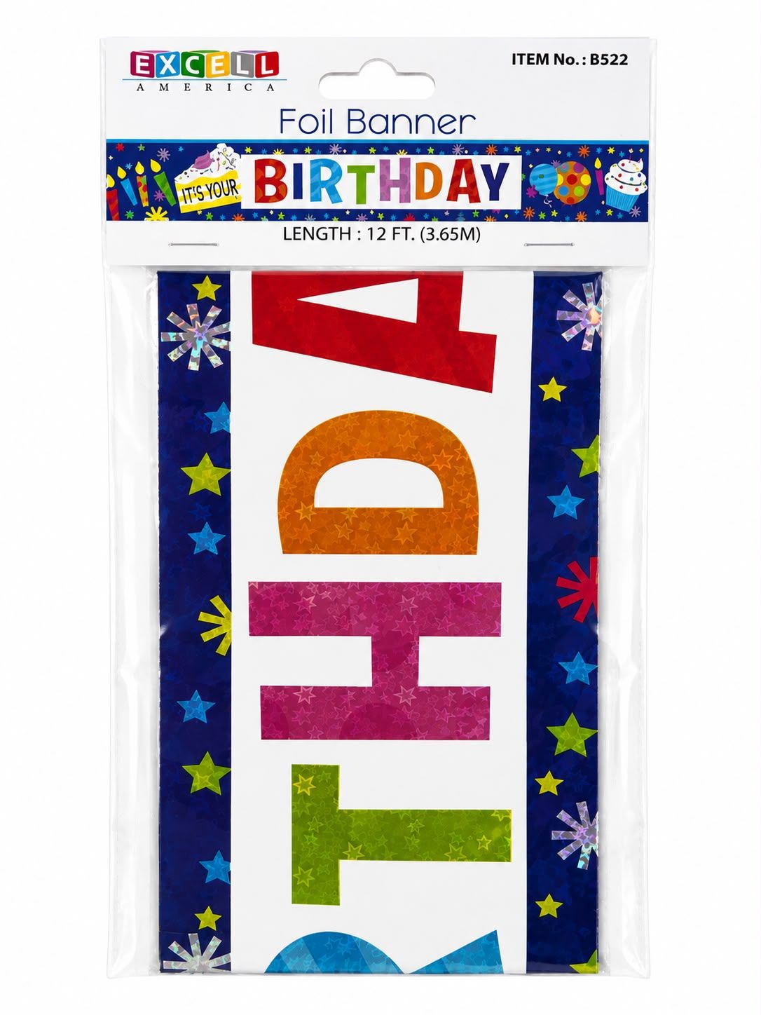 Foil Banner Happy Birthday 12Ft, MODELO: B522