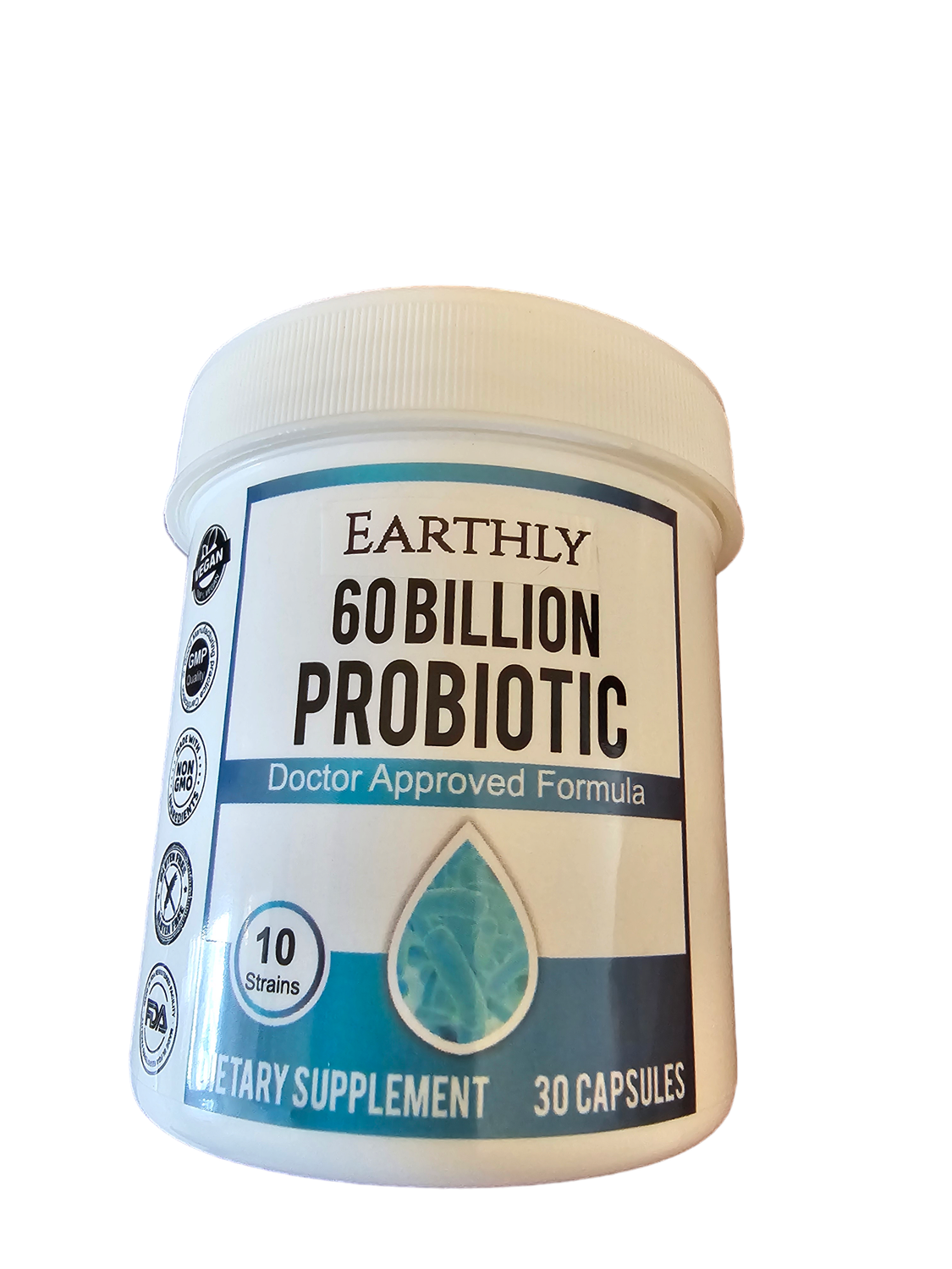 Probiotics 60 Billion CFU - 10 Strains + Organic Prebiotics - Immune By Earthly