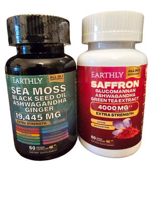 Sea Moss 16-in-1 60ct. and Saffron 6-in-1 (60 Ct. By Earthly