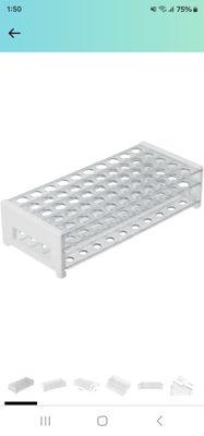 Plastic Test Tube Rack for 15/18 mm Tubes, Hole Diameter is 18.7mm, Holds 50,...