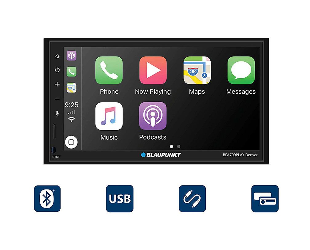 Blaupunkt Denver 6.8&quot; Double-Din Mechless Receiver Compatible with Android Auto and Apple Carplay