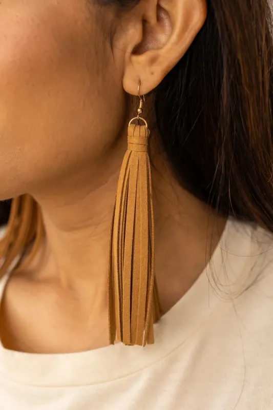 Light Brown Fringe Earrings 