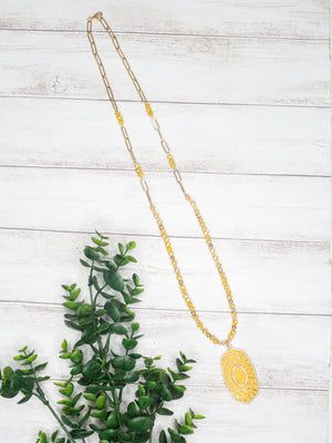 Mustard Pendant Gold Necklace
