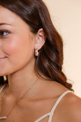 TAN MARBLE HOOP EARRINGS