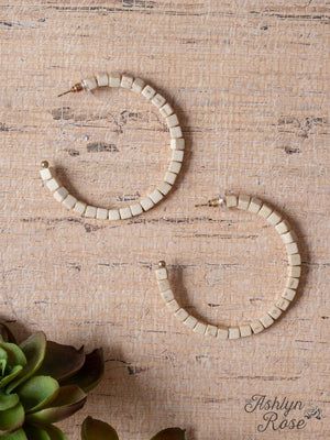 CREAM BEADED HOOPS