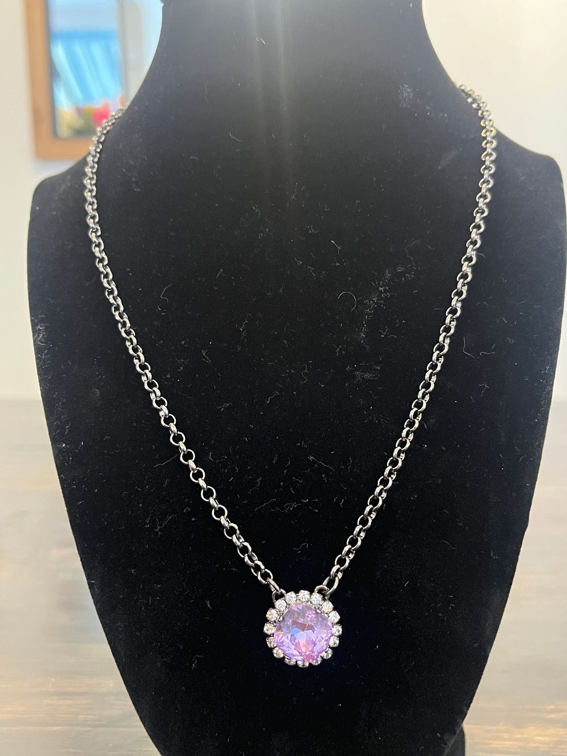 Swarovski Black Purple Halo Necklace