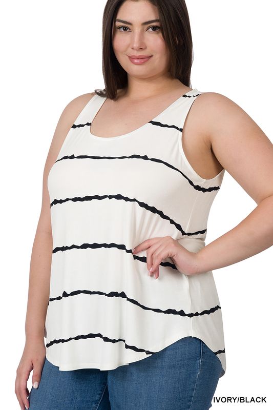 Zenana White Striped Tank