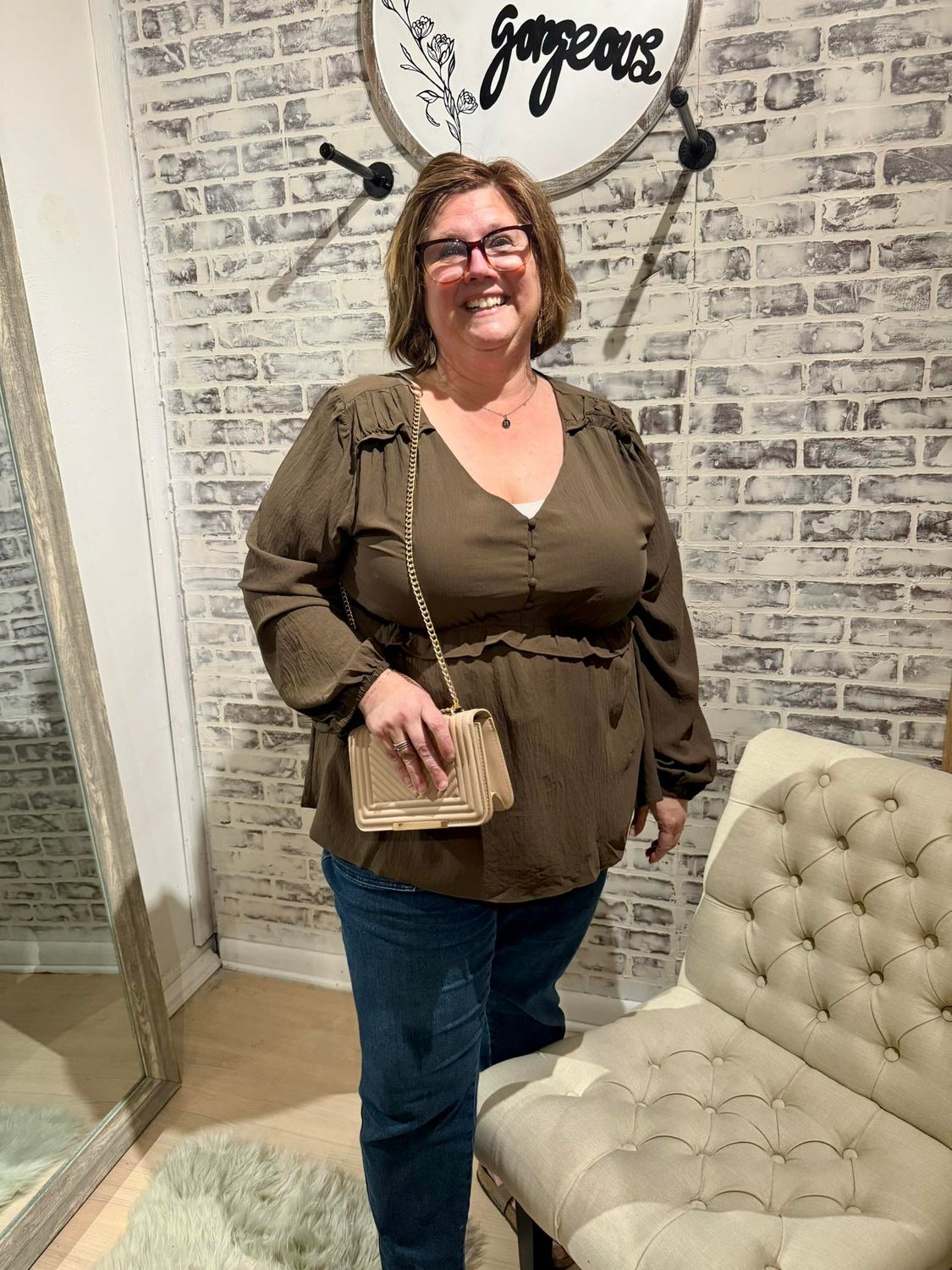 Oddi Chestnut Long Sleeve Top