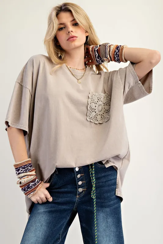 Easel Mushroom Short Sleeve Top