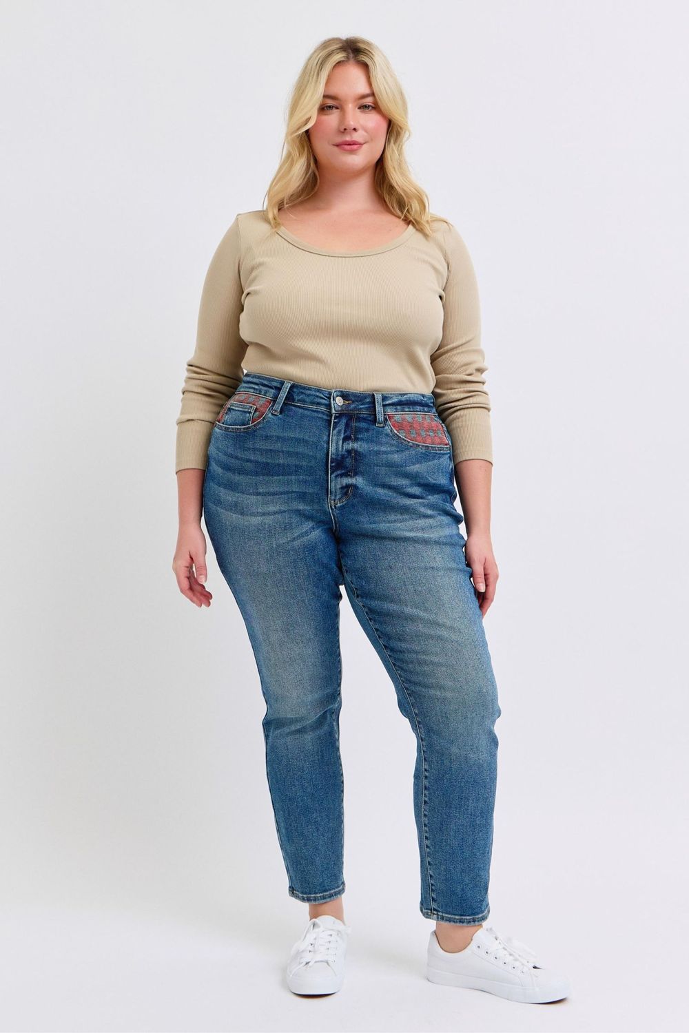 Judy Blue High Waist Plaid Patch 88868